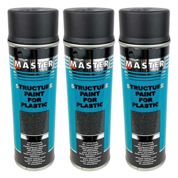 Strukturspray für Kunststoff Schwarz 500ml Master 3 x