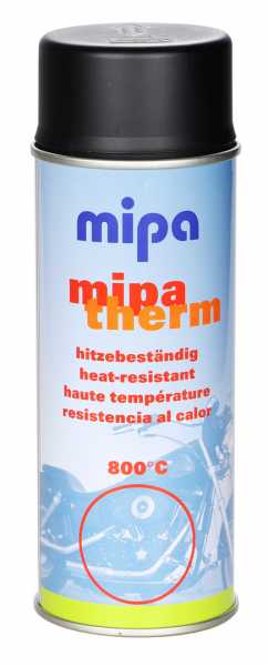 6x Mipatherm Thermolack Hitzebeständig 800°C 400ml Spray Schwarz Matt Motorlack