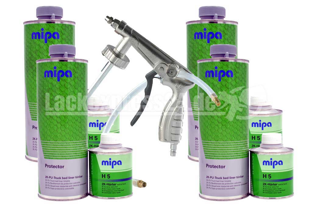 Mipa Protector 2K mit Härter H5 extra kurz Transportflächen Beschichtung 4L  Set + U-Schutzpistole